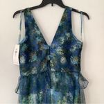 Theia Long Dress Floral Formal Flowy Size‎ 8 HOCO wedding party event Empire wst Blue Size L Photo 2