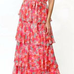 Adelyn Rae  Ruffle Floral V-Neck Spaghetti Strap Open Back Tiered Midi Dress S Photo 0