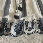 NWT America & Beyond Floral Embroidered Scalloped Hem Stripe Skirt Size S Blue Photo 3