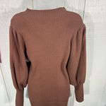 AVANTLOOK Bubble Sleeve Slim Knit Brown Sweater Dress Size Large NWT Photo 6