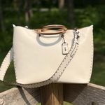 Coach Novelty Strap Leather Chalk Gunmetal Rivets Photo 6