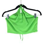 ZARA  Womens Halter Crop Top Ribbed Knit Lime Green L Photo 0