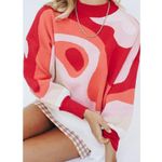 Verge Girl VRG GRL Multicolor Abstract Print Oversized Mock Neck Long Sleeve Sweater Size 8 Photo 4