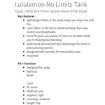 Lululemon No Limits Tank Opal Wee From Space Neon Pink 4 Photo 9