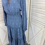 Urban Outfitters  Reese Midi Dress Paisley Tiered Smocked Blue Small Long Sleeve Photo 8