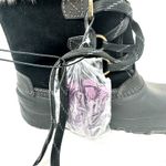 Khombu  Size 9 Boots Black Leather Lace Up‎ Faux Fur Side Zip Winter Mid Calf NWT Photo 6