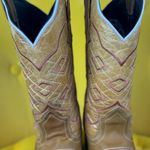 Longhorn Tan Heeled Western Boots with Square Toe and Stitched Pattern Size 24 Photo 7