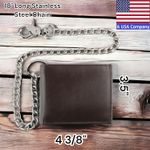 CLASSIC RFID Blocking Mens bi-fold Style Cowhide Leather Steel Chain wallet,USA,texas kenya Brown Photo 6