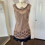 Early 2000's Tan Brown Embroidered Whimsygoth Boho Cami Tank Top S Photo 3