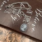 Handmade Gray Cameo Pendant Necklace 18” Stainless Steel Photo 3