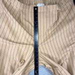 LA LIGNE Pinstripe Wide Leg Pants Women 1X Elastic Waist Plus Size Bleached Tan Photo 3