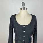 Carbon38 Black Metallic Shimmer Cropped Cardigan Photo 2