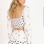 For Love & Lemons  Lucia Smocked Tie Long Sleeve Crop Top NWT Size XL Photo 3