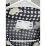 ASOS Women's Button Down Shirt Black Gingham Floral Wide Sleeve Size 4 Sheer Photo 11