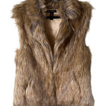 Faux Fur Vest SZ M/L Brown Tan Mob Wife Fury Fuzzy Pockets Size M Photo 0