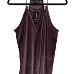 EXPRESS  Velvet Lace-Up Deep V Neck Racerback Cami Maroon Womens Medium NWT Photo 0