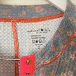 Natural Life Reagan Thermal Henley Long Sleeve Tee Top in Slate Floral Blooms Photo 4