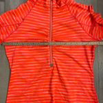Athleta Women's Bright Orange Striped Jacket W/ Pocket, Thumb Holes Size Medium Photo 10