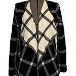IZOD  BLACK WHITE‎ CHECKERED CONTRAST CARDIGAN JACKET WOMEN'S SIZE SMALL Photo 0