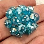 Blue sparkly beaded silver tone adjustable ring Photo 6