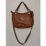 Fossil Long Live Vintage Camel Brown Leather Carryall Crossbody Handbag Satchel Photo 1