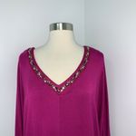 Lane Bryant  Womens V-neck Gems Top Plus Size 18 20 Fuchsia Pink Shirt Batwing Photo 1