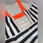 Jealous Tomato Dark Navy and White Striped Boutique Dress w/ Open Back & Orange Accent Straps. Photo 4