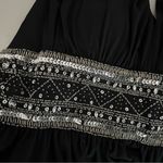 JS BOUTIQUE Maxi Black Dress Gown Beaded Waist High Neck Keyhole Size 10 Photo 6