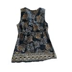 Y2K Cotton Babydoll Top XS V Neck Paisley Floral Black Photo 2