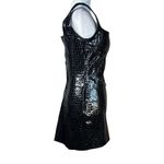 PRISCAVera Leather Corset Dress in Midnight Croc Small New Womens Mini Black Photo 6