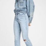 Gap | High Rise Destructed Cigarette Denim Jeans Light Wash Indigo Size 12 31R Photo 0