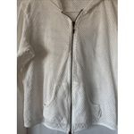 Oleg Cassini Vtg Y2K Knit Crochet Full Zip Lg Hoodie Cover‎ Up White Boho Beach  Photo 2