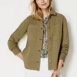 J Jill shirt jacket olive green button front boxy shacket XL Photo 0