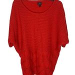 Worthington wave red short sleeves sweater LARGE Dolman sleeve pullover knit Photo 0