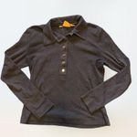 Tory Burch Brown Collared Long Sleeve Top Gold Buttons Women's Size M Photo 1