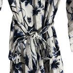 Osman Suzie White Floral Print Long Sleeve Tie Waist High Low Shirt Dress Sz 12 Photo 9