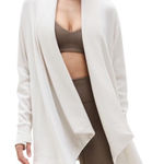 Athleta  Pranayama Open Cardigan Sweater Pocket Knit Light Bone Rib Medium Tall Photo 0