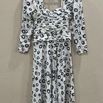 Rare Vintage 80's Flora Kung Dress Designer Silk Sz 12 Ruches Waist Pokadot Boho Black Photo 4