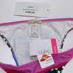 NEW Salinas M Runway High Neck Bikini Set MultiColor Palm Birds Swim Top Bottom Blue Size M Photo 10