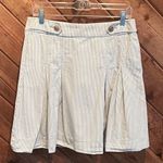 J.Crew cotton pinstripe mini skirt mid rise pockets white gray sz 4 Photo 2