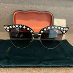 Gucci Pearl/ Gold Studded Cat Eye Sunglasses in Black-Gray, GG0212S, BRAND NEW Photo 4