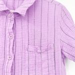 Monrow Womens Boho Pinstripe Gauzy Cotton Collared Shirt Romper Size L Lavender Purple Size L Photo 4