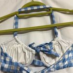 Isabella Rose Chambray Chateau Checkered Halter Swim Top Sz S NWT Blue Photo 6