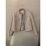 Calvin Klein Tweed Fringe Collarless Blazer Jacket Women's Size Medium Photo 3