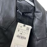 ZARA Tailored Double Breasted Blazer Faux Leather Black Women’s Size S New Photo 8