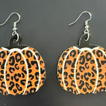 Faux leather Leopard Print Pumpkin Earrings Orange Photo 0
