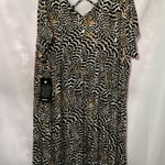 NWT AVENUE WO SIZE 26/28K KNIT DRESS ANIMAL LEAF PRINT CRISS CROSS BACK NEW Black Photo 10
