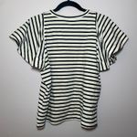 ALC Frank A.L.C. Black White Stripe Ruffle Short Sleeve Carrie Shirt Women's size Medium Photo 4