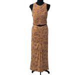 House of Harlow 1960 2pc Maxi Floral Print Stretchy Skirt Set(Size Small) Orange Photo 1