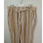 Land 'n Sea Womens Sz M Pull On Pants Linen Blend Elastic Waist Gold Stripe NEW Size M Photo 1